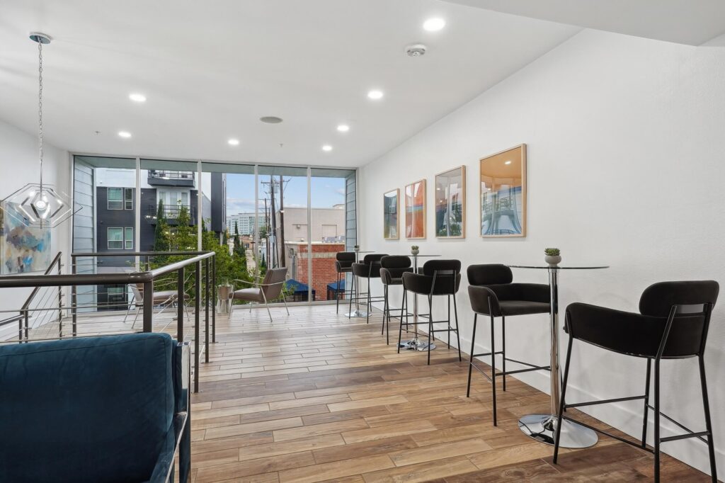 Clubhouse lounge with tables and chairs